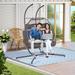 2 Person Wicker Swing Double Egg Chair with Stand, Hanging Egg Chair Hammock Chair Twins Basket Hanging Chair