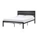 Tesa Queen Size Bed, Stylish Black Metal Frame, Slatted Panel Headboard