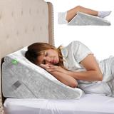 Memory Foam Wedge Pillow for Sleeping, Reading, Post Surgery & Leg Elevation, Triangle Pillow with Washable Cover, White