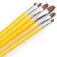 6 pieces Set yellow Wooden pole art brush of horse hair watercolor acrylic brushes for oil painting