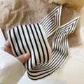 Female Shawl Ribbon Headband Printing Wraps Stripe Neckerchief Small Long Scarf Silk Scarf Korean