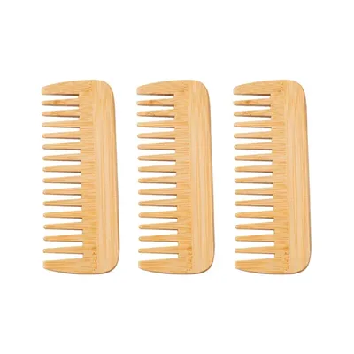 Peigne à Dents Larges en Bambou pour Femme et Homme Brosses à Cheveux Bouclées Anti-lèges Lissage