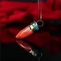 TBP635 Nepal Brass Capped Dyed Bamboo Coral Nuggets Chili Hot Pepper Pendants