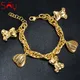 Sunny Jewelry Charms Bracelets Gold Plated Bear Heart Pendant Copper Link Chains for Party Wedding