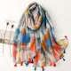 2023 Fashion Luxury Brand Abstract Painting Tassel Viscose Shawl Scarf High Quality Wrap Pashmina