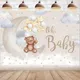 Toile de fond Oh Baby Bear pour baby shower décoration de fête ours sur la lune ballon étoile