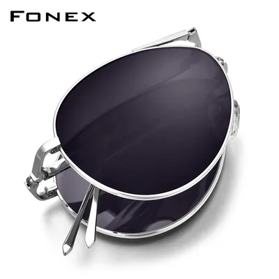 FONEX – lunettes de soleil polarisées en titane pur pour hommes modèle pilote pliable nouvelle
