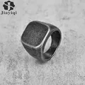 Vintag – bague carrée en acier au titane 316L pour hommes anneau en acier inoxydable bijoux de