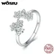 WOSTU 925 Sterling Silver Gypsophila Flower Finger Ring Cubic Zirconia Wedding Engagement Ring For
