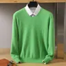 Men's 100 Pure Mink Sweater V-Neck Pullover Cashmere Knitted Bottom Sweater Sweater New High-End