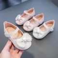 Chaussures plates en cuir avec nœud papillon pour bébés filles chaussures plates décontractées pour