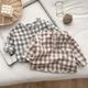 Spring And Autumn Newborn Baby Girls And Boys Shirt Cotton Cute Long-sleeved Travel Plaid O-neck