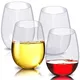 Plastic Spirits Stemless Wine Glasses for Red or White Wine (Set of 4)-12oz-14oz Wine Tasting