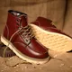 2023 Red Retro Leather Boots Men Fur Warm Winter Boots Comfort British Style Big Size Outdoor Work