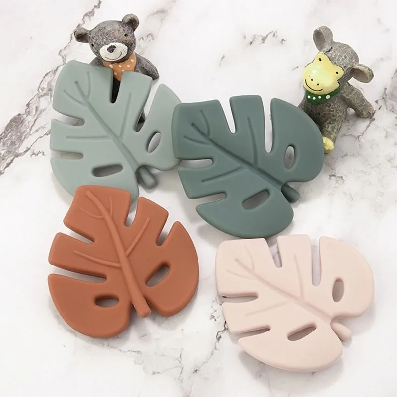 TYRY.HU 2 pièces bébé Silicone feuille anneau de dentition perles bébé dents feuilles Silicone à croquer sucette chaîne bricolage accessoires sans BPA