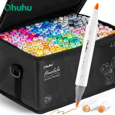Ohuhu Honolulu 216 Colors Marker Pen Set Alcohol Art Markers Refillable Dual Tips Sketching Drawing Manga School Art Supplies