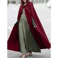 Mode lange Umhang Umhang Zanzea Frauen Kapuze Wolle Mischung Umhang Mantel Herbst Hoodies Poncho