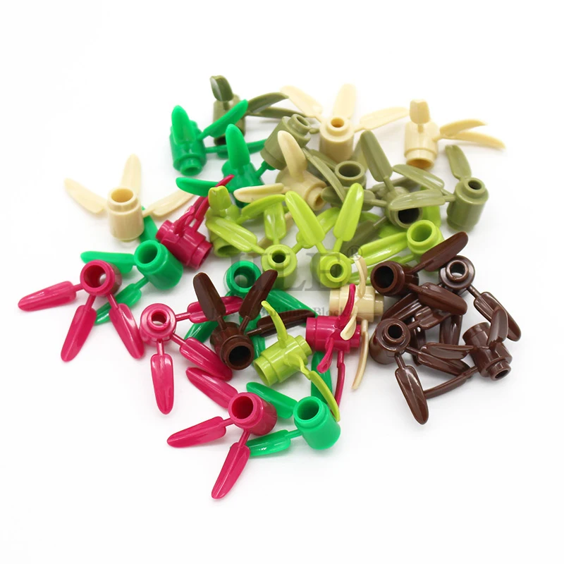 110 stücke MOC DIY Bausteine Pflanze Ziegel Runde 1x1 mit 3 Bambus Blätter Baum Kompatibel 30176 Kinder figuren Kunststoff Spielzeug Image