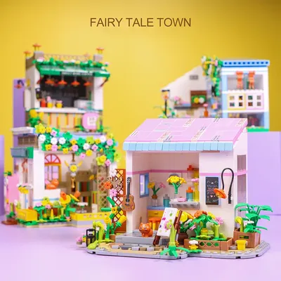 Mini Stadt Straße Bausteine Sets Kits Blume Zimmer Schlafzimmer Micro DIY Haus Modell Pädagogisches Image