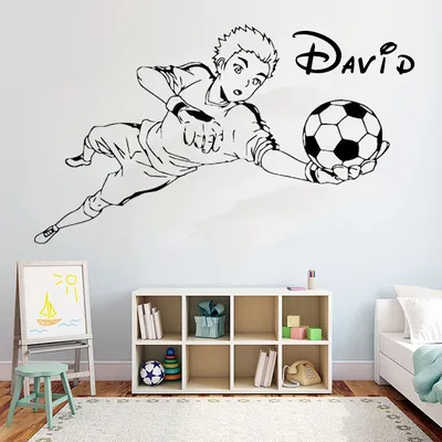 Fußball-Torwart-Wandaufkleber aus Vinyl, individueller Namensaufkleber für Schlafzimmer, Fußballspieler, Jungen, Mädchen, Teenager, Raumdekoration 3935 Image
