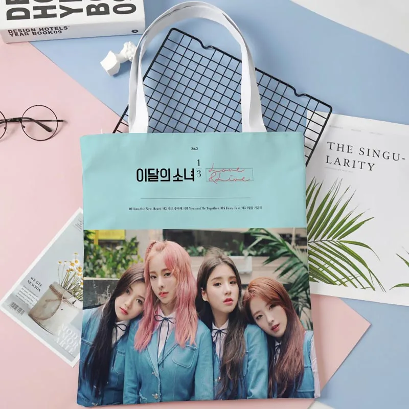 30 x 35 cm LOONA Kpop Canvas Tasche Harajuku Schule Frauen Umhängetasche Große Kapazität Casual Punk Vintage Handtasche 1014