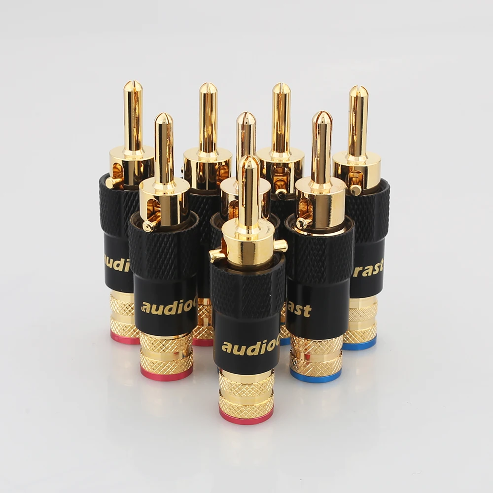 Neue hochwertige 24 Karat vergoldete Audio-Lautsprecher buchse Bananen-Lautsprecherst ecker Schraub verschluss 10mm Kabel Kabelst ecker Image