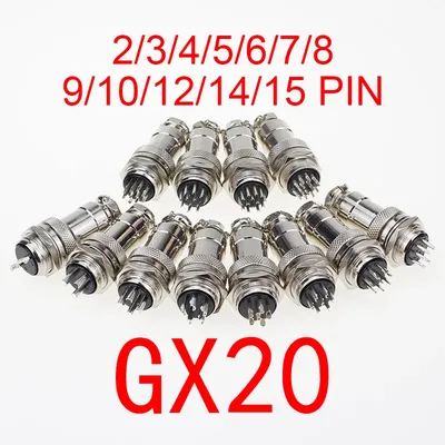 1set GX20 2/3/4/5/6/7/8/9/10/12/14/15 Pin Männlich + Weiblich 20mm Rund Draht Panel Luftfahrt