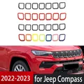 7 pz Griglia Anteriore Griglia Inserti Racing Grill Telaio Trim per Jeep Compass 2022 2023 ABS Nero/Rosso/Fibra di Carbonio/Multicolore