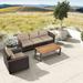 Latitude Run® Marfik 3 Piece Rattan Sofa Seating Group w/ Cushions Synthetic Wicker/Wood/All - Weather Wicker/Natural Hardwoods/Wicker/Rattan/Teak | Outdoor Furniture | Wayfair