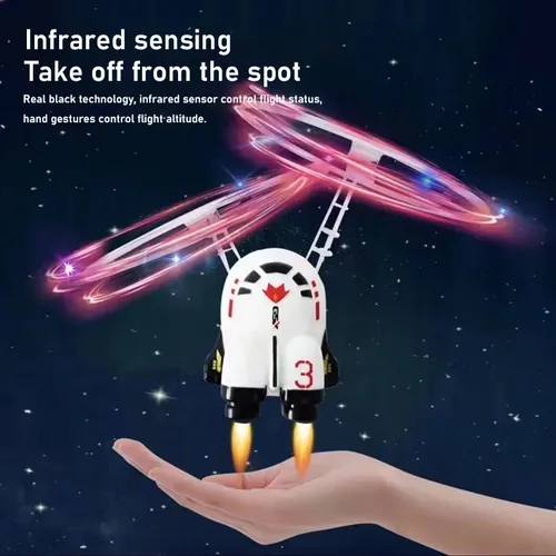 Hand Induktion fliegende Roboter fliegende Spielzeuge mit LED-Licht glänzenden fliegenden Raumschiff