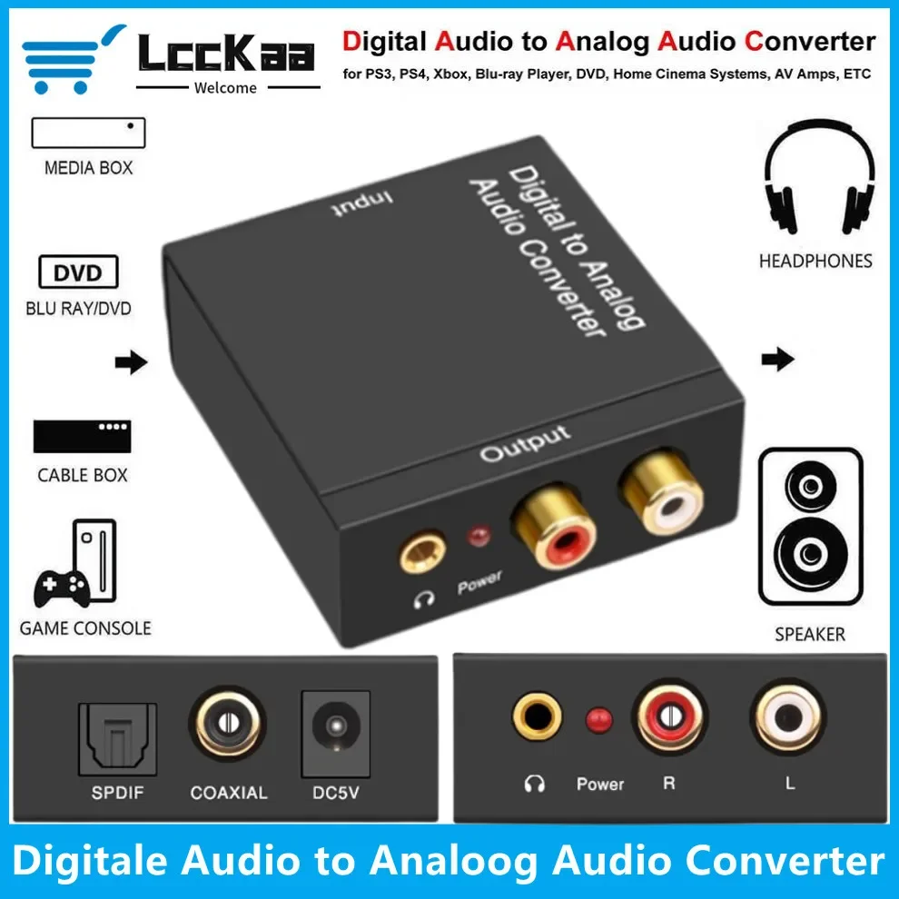 DAC 3,5 Mm Klinke Koaxial Optische Faser Digital Zu Analog Audio Aux RCA L/R Konverter Spdif Digital Audio Decoder Verstärker Image