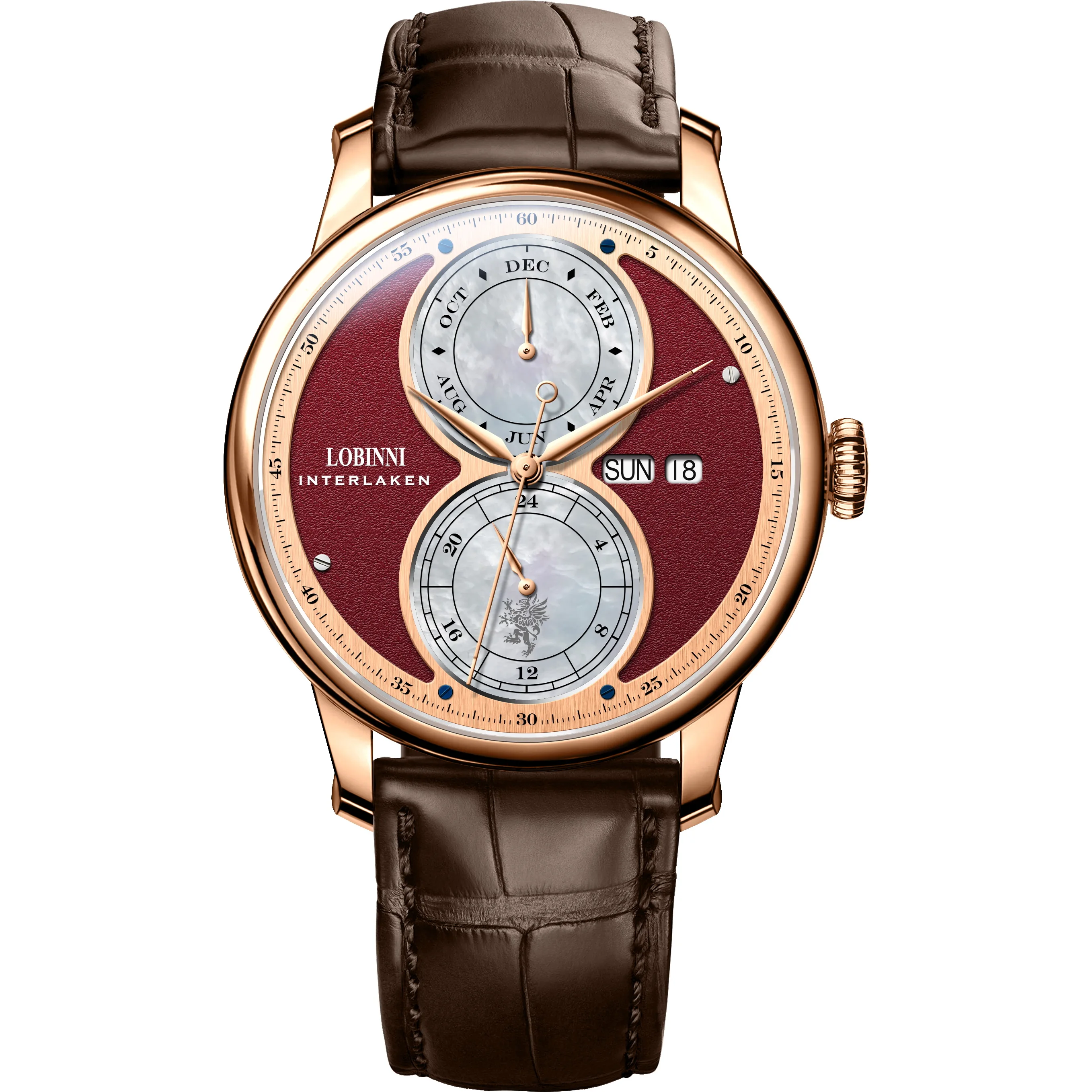 LOBINNI Herren-Luxusuhr, automatische Herrenuhr, mechanische Armbanduhr, wasserdicht, Saphir, Relogio, modisch, Monat, Woche, 24-Stunden Image