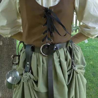 Mittelalterlichen Frauen PU Leder Kleid Rock Wanderung Chaser Renaissance Festival Cosplay Kostüm Image