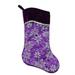 Northlight Seasonal 20" Purple & Silver Glittered Floral Christmas Stocking w/ Shadow Velveteen Cuff in Gray/Indigo | 20 H x 10.5 W in | Wayfair