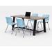 KFI Studios Midtown Rectangular Meeting Table & Chair Set Wood/Metal in White | 30 H x 72 W x 36 D in | Wayfair F3672-BMT3672-30-7960K-2300-P35-4