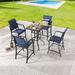 Red Barrel Studio® Square 4 - Person Bar Height Outdoor Dining Set Metal in Blue | 24.8 W x 24.8 D in | Wayfair 488AD83767FC4BDB94AD9BD6BE9A690F