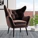 Wingback Chair - House of Hampton® Danney 30" Wide Tufted Wingback Chair Velvet/Fabric in Brown | 39.75 H x 30 W x 34.25 D in | Wayfair