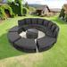 Hokku Designs Yovcho 127.9" Wide Outdoor Curved Patio Sectional Set w/ Cushions in Gray | 33.1 H x 127.9 W x 127.9 D in | Wayfair