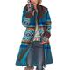 SHINROAD Women jacket Single Breasted Comfortable Wear Ethnic Style Casual Loose Shawl Vintage Lady Coats Daily Wear Blue XL