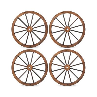 Costway Set of 4 Decorative Wooden Wagon Wheels 30 Inch Vintage Wagon Wheel Wall Decor