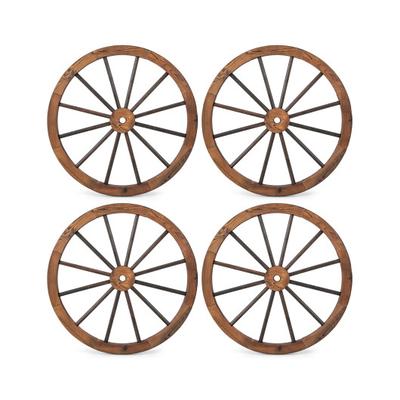 Costway Set of 4 Decorative Wooden Wagon Wheels 30...