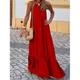 Damen Casual kleid Boho Chic Kleider kleid lang Rüschen Urlaub Strand Strassenmode Maxi Halfterhals Ärmellos Schwarz Rote Grün Farbe