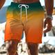 Men's Sweat Shorts Beach Shorts Terry Shorts Drawstring Elastic Waist 3D Print Gradient Breathable Soft Short Daily Holiday Streetwear Casual Athleisure Orange Brown Micro-elastic