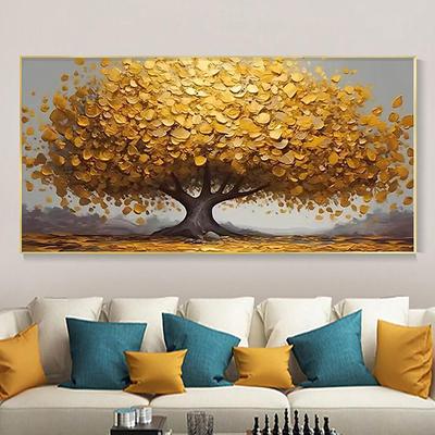 Hand Paint Abstract Big Gold Tree On Canvas Painting Large Original Flower Pcitures Living Room Wall Decor Knife Paintings No Frame