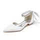 Women's Wedding Shoes Flats Ladies Shoes Valentines Gifts White Shoes Wedding Party Daily Wedding Flats Bridal Shoes Bridesmaid Shoes Rhinestone Ribbon Tie Flat Heel Pointed Toe Elegant Fashion