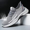 Men's Sneakers Casual Shoes Sporty Look Flyknit Shoes Running Basketball Hiking Vintage Sporty Casual Outdoor Daily Tissage Volant Breathable Comfortable Slip Resistant Elastic Band Black Grey Striped