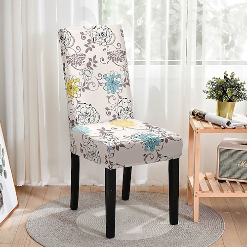Boho-Esszimmerstuhlbezug Stuhlhussen, Bauernhaus-Stretch-Stuhl-Sitzbezug, Spandex, waschbarer Bezug, Küchenschutz für Esszimmer, Hochzeitszeremonie, langlebig Image