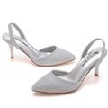 Women's Wedding Shoes Pumps Valentines Gifts Party Wedding Sandals Bridal Shoes Bridesmaid Shoes Stiletto Pointed Toe Elegant Casual Minimalism Faux Leather Silver Navy Black