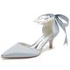 Women's Wedding Shoes Ladies Shoes Valentines Gifts White Shoes Strappy Heels Wedding Party Daily Wedding Heels Bridal Shoes Bridesmaid Shoes Imitation Pearl Ribbon Tie Low Heel Pointed Toe Elegant