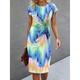 Women's Sheath Dress Summer Dress Floral Ruched Twist Crew Neck Midi Dress Stylish Short Sleeve Summer Spring